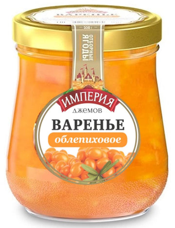 Sea Buckthorn Preserves with Sugar ''Jam Empire'' 19.4oz/550g Organic Imported Non-GMO Jam Spread Oblepiha