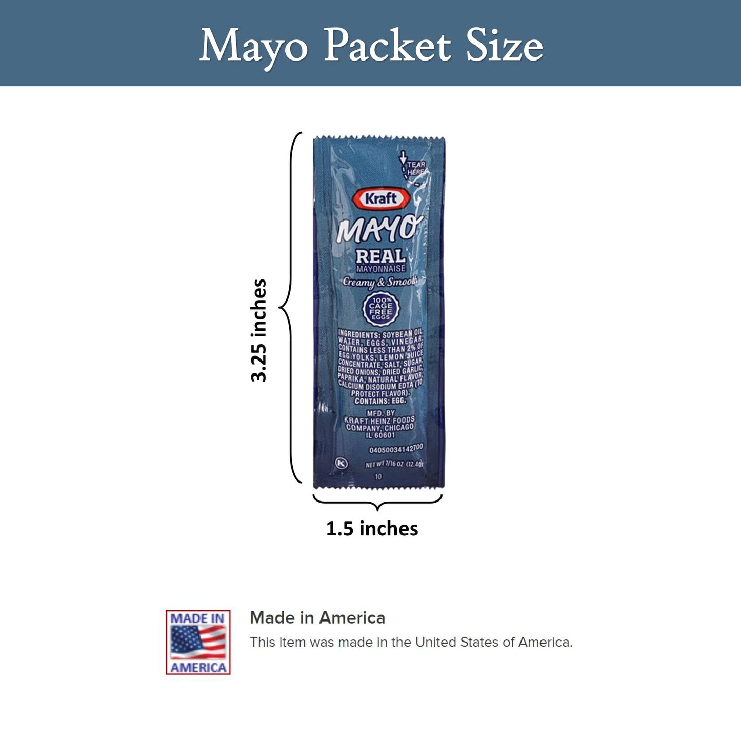 Bag-N-Dash 100 Kraft Real Mayo Condiment Packs - Single Serve Packets Of Mayo W/ Plastic Food Bag & Slide Seal For Easy Storage