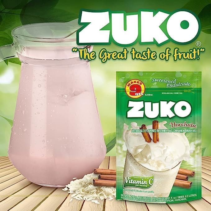 ZUKO Horchata Instant Powder Drink, Family Pack, No Sugar Needed, Vitamin C, 14.1 Oz (Pack of 6)