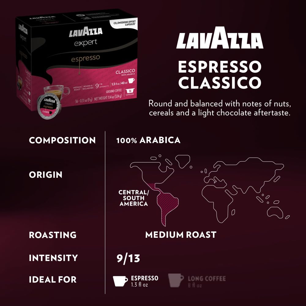 Lavazza Expert Variety Pack Espresso compact pieces, Light, Medium, Dark Roast, 36 Count, Compatible with Lavazza Classy Machines
