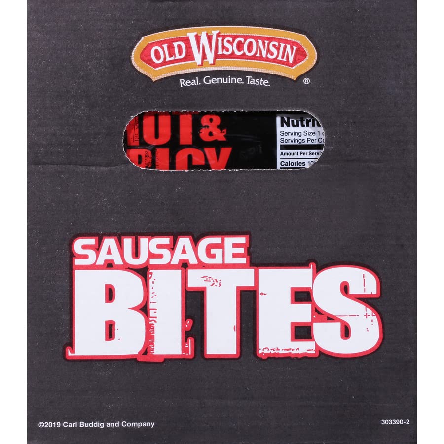 Old Wisconsin Hot & Spicy Sausage Snack Bites, Naturally Smoked, 4oz Resealable Package, High Protein, Low Carb, Gluten Free