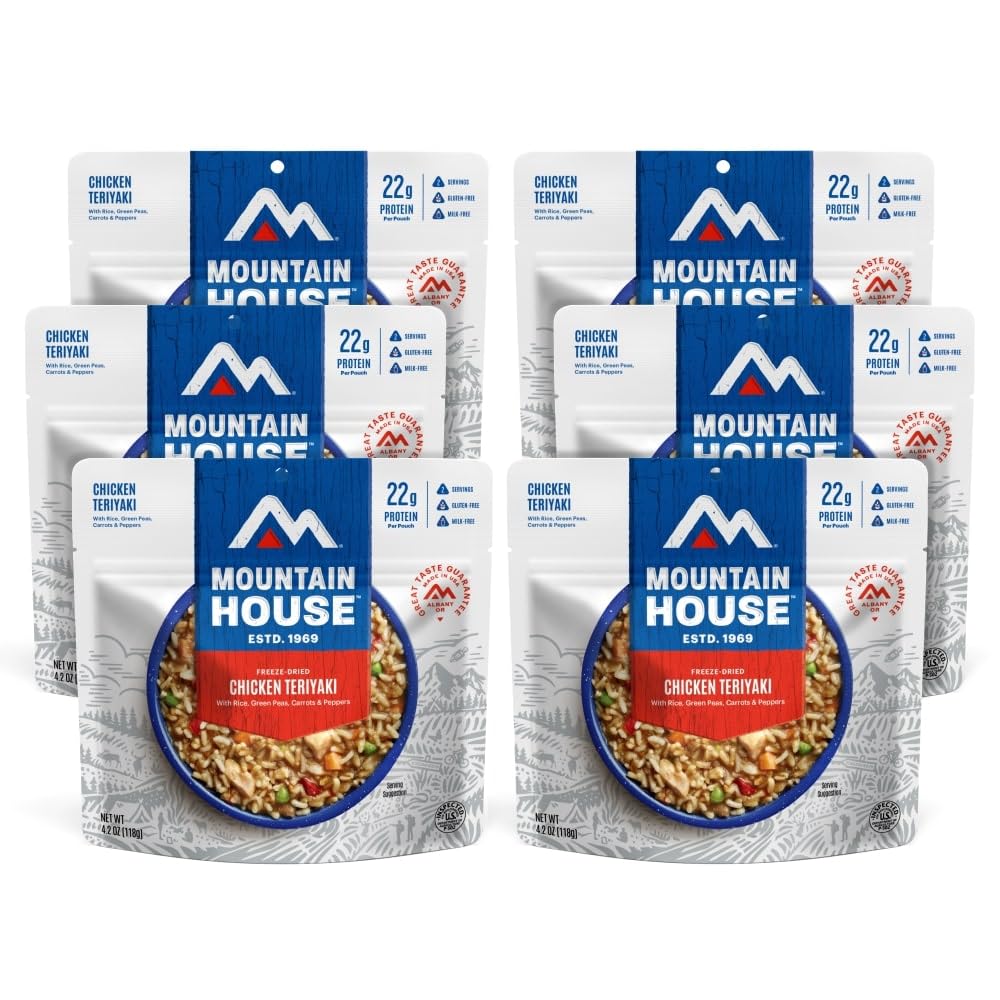 Mountain House Chicken Teriyaki With Rice | Freeze Dried Backpacking & Camping Food | 6-Pack | Gluten-Free