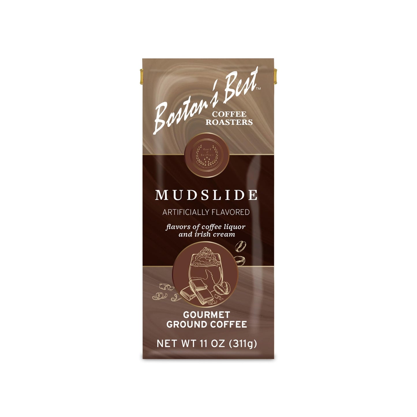 Bostons Best Gourmet Coffee - Mud Slide Flavor, Premium Ground, 11 oz Bag, Model 017809004672