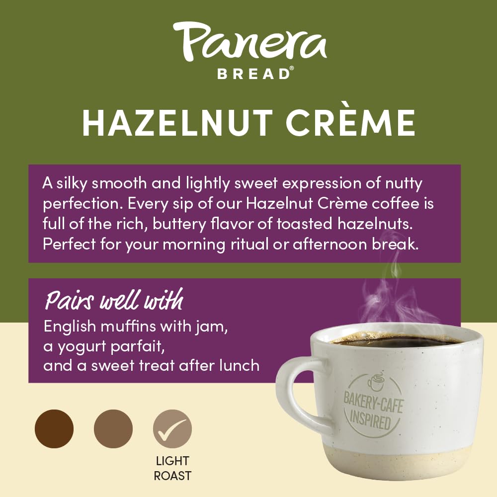 Panera Bread Hazelnut Crme Light Roast Coffee, Single Serve 96 Count Pods (4 Packs Of 24)