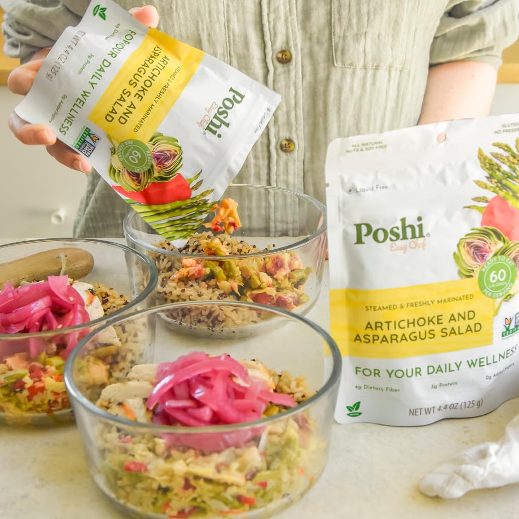 Poshi Artichoke & Asparagus Salad | All Natural, Keto, Vegan, Paleo, Non Gmo, Low Carb + Calorie, Gluten Free, Rady To Eat, Full