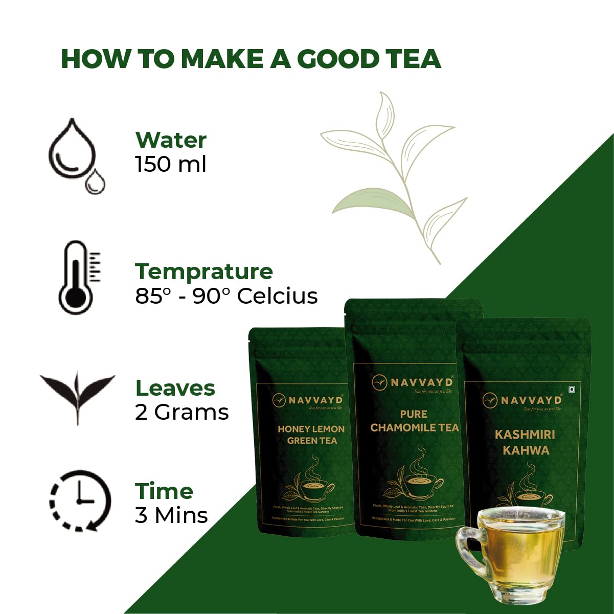 Navvayd Turmeric Ginger Tea (100 Grams, 50 Cups), Delicious & Healthy Tea With Natural Ingredients
