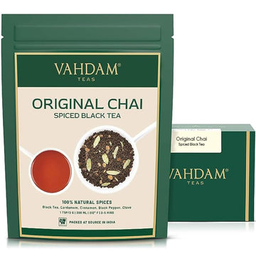 VAHDAM, India's Original Masala Chai Tea Loose Leaf (50 Cups/3.53oz) Blend Of Black Tea  Cinnamon, Cardamom, Cloves & Black Pepp