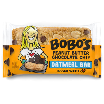 Bobos Oatmeal Bars, Peanut Butter Chocolate Chip, Gluten Free Vegan Whole Grain Oat Bars, Pack of 12