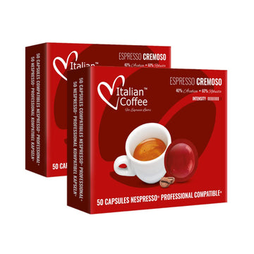 Italian Coffee pods compatible with Nespresso PRO Professional machines, Zenius, Gemini And Momento, NOT compatible with Vertuo 