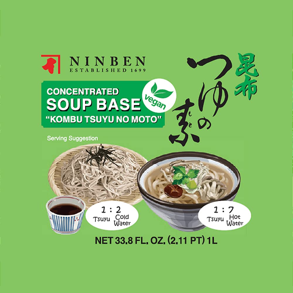 Ninben] Kombu Tsuyu  Vegan Japanese Hokkaido Kelp 3 Times Concentrated Soup Base  No Preservatives  Product Of Japan (33.8 Fl Oz