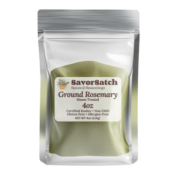 Savorsatch Ground Rosemary Powder - 4Oz Resealable Pouch | Gmo Free | Certified Kosher | Top-Grade Moroccan Rosemary | Fresh  Aromatic Herb For Cooking  Baking & Seasoning