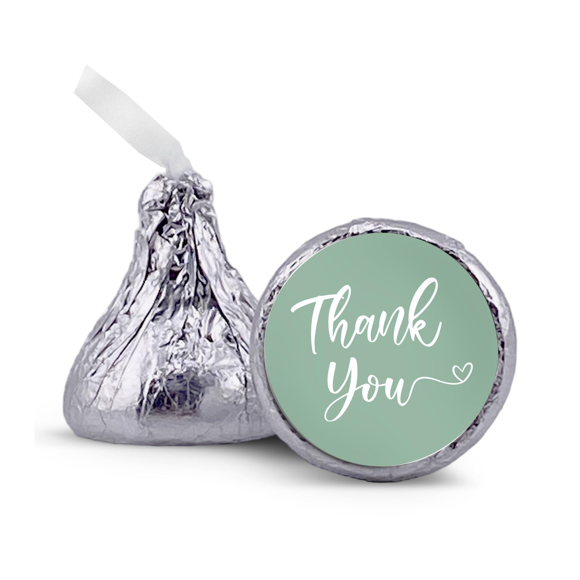 Thank You Heart Script Favors Stickers Mini Kisses Candy Stickers 216 Pcs (Seafoam Green)