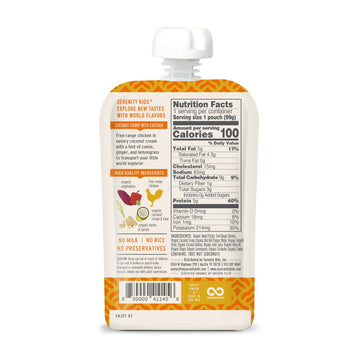 Serenity Kids 6+ Months World Explorers Baby Food Pouches Puree Made w/Ethically Sourced Meat & Organic Veggies - 3.5 Ounce BPA-