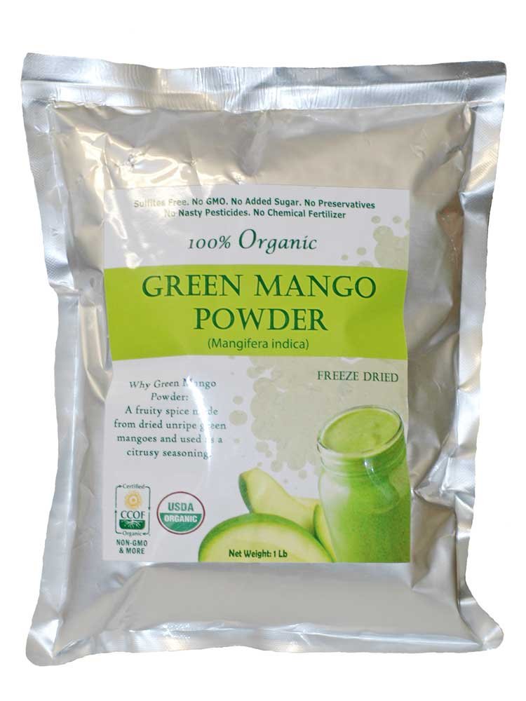 Indus Organics Green Mango Freeze Dried Powder, 1 Lb (Amchoor Powder) Raw, Sulfite Free, No Added Sugar, Freshly Packed
