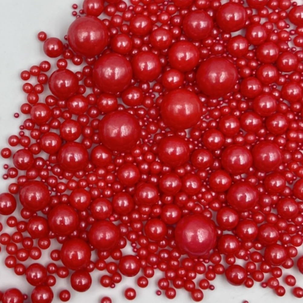 Edible Pearl Sugar Sprinkles Red Candy Mixing Size Baking Edible Cake Decorations Cupcake Toppers Cookie Decorating Celebrations
