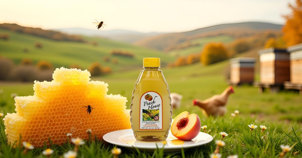 Peach Honey-Infused by Sweetwater Creek Honey Farm, Sweet and Delicious