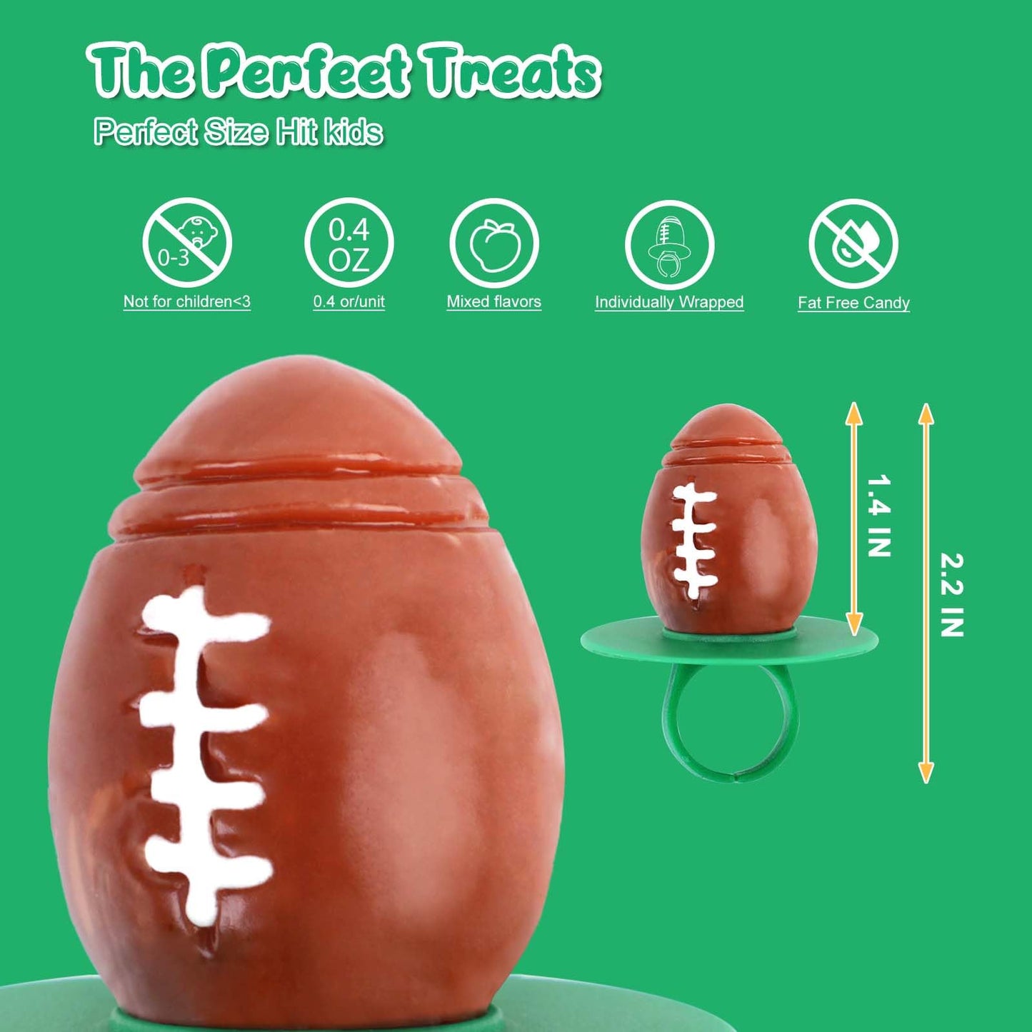 Football Ring Lollipops,Suckers Individually Wrapped Bulk For Birthday Party Candy Favors,Sports Ball Shaped Goodie Bag Fillers,