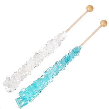 Classic Rock Candy Sticks, Sugar Rock Crystal Lollipops, Individually Wrapped (Pack Of 18, Baby Boy (Light Blue & White))