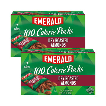 Emerald Dry Roasted Almonds, 100-Calorie Packs, 7 Count, 4.41 Ounce (Pack of 2)