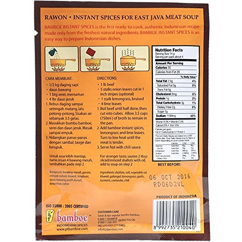 Bamboe Bumbu Instant Rawon - East Java Meat Soup, 54 Gram (Pack Of 3)