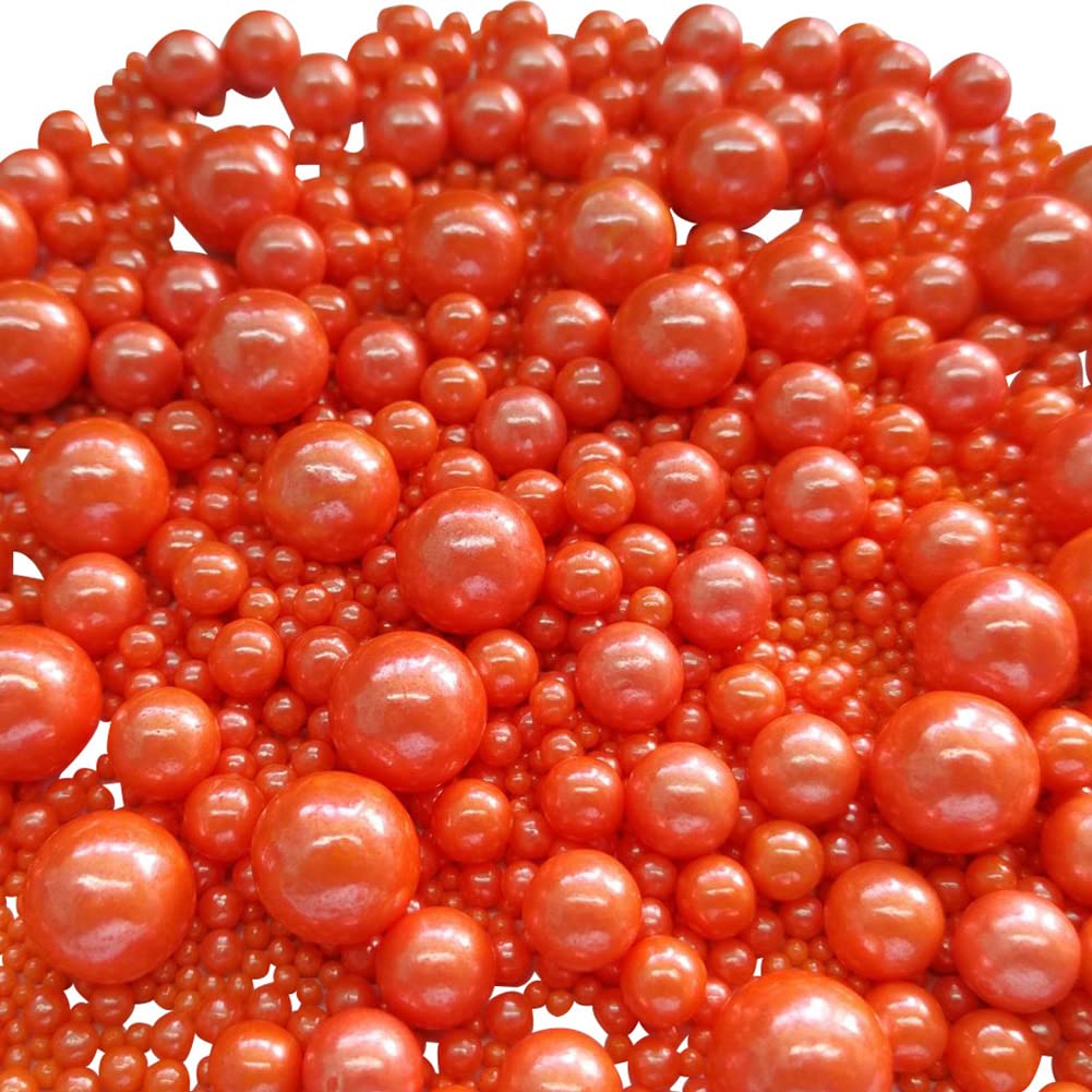 Edible Orange Sugar Pearls Candy Sprinkles 120G/ 4.23Ounce Baking Cake Sprinkles Cupcake and Cake Topper Cookie Decorations Wedd