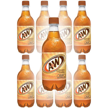 A&W Cream Soda, Made With Aged Vanilla, 20 Fl Oz Can, (Pack Of 10, Total Of 200 Fl Oz)