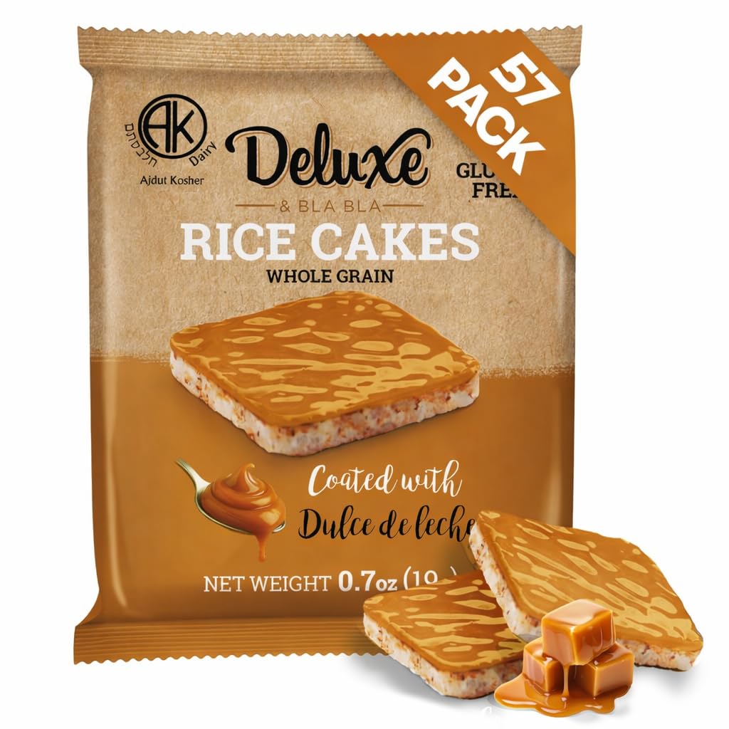 Deluxe & Bla Bla Rice Cakes 57 Pack - Whole Grain, Gluten-Free, Kosher, Low-Calorie Snack - Coated with dulce de leche - Healthy