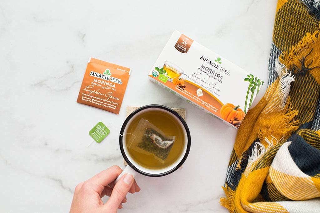 Tree - 6 Count Of Organic Moringa Superfood Tea, 25 Individually Sealed Tea Bags, Pumpkin Spice (Keto, Detox, Energy/Immunity Booster, Vegan, Gluten-Free, Organic, Non-Gmo, Caffeine-Free)