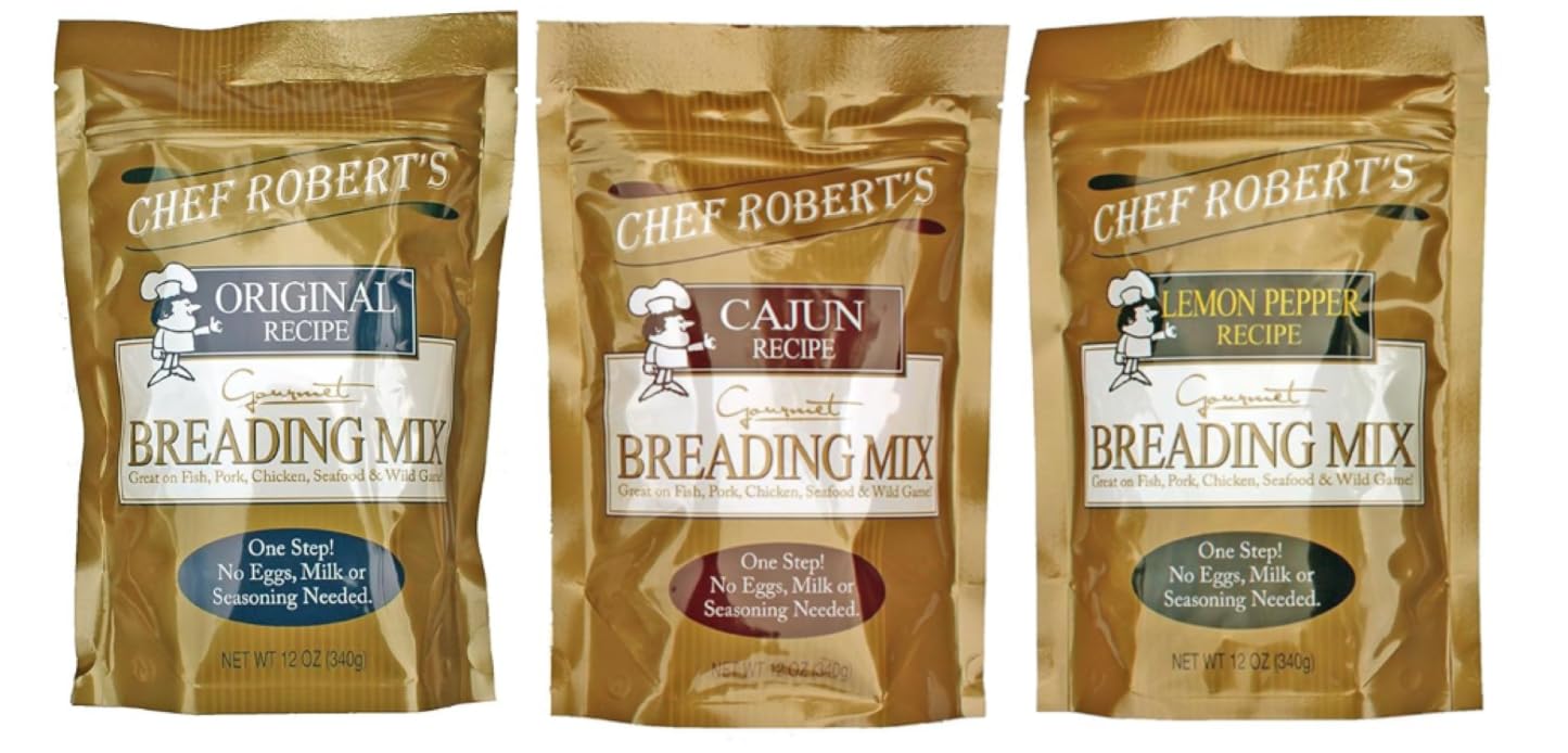 Chef Roberts Gourmet Breading Mix 3-Pack - Original, Cajun & Lemon Pepper Combo