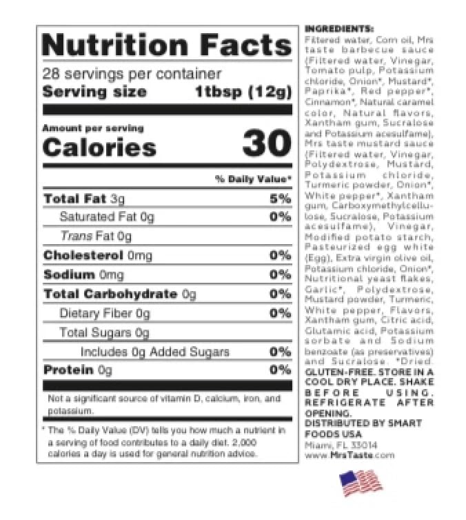 Mrs Taste Sugar Free Dipping Sauce, Zero Calories, Zero Sodium, Zero Sugar, High Fiber, Keto Friendly, Paleo Friendly, Low Calor