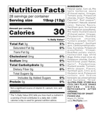 Mrs Taste Sugar Free Dipping Sauce, Zero Calories, Zero Sodium, Zero Sugar, High Fiber, Keto Friendly, Paleo Friendly, Low Calor