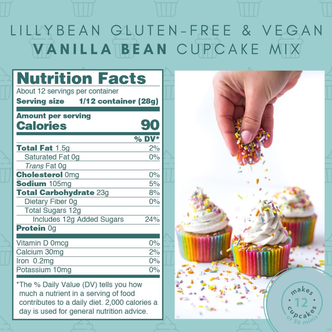 LillyBean Gluten Free Vanilla Bean Cake & Cupcake Mix - Vegan, Dairy & Soy Free - 12 oz