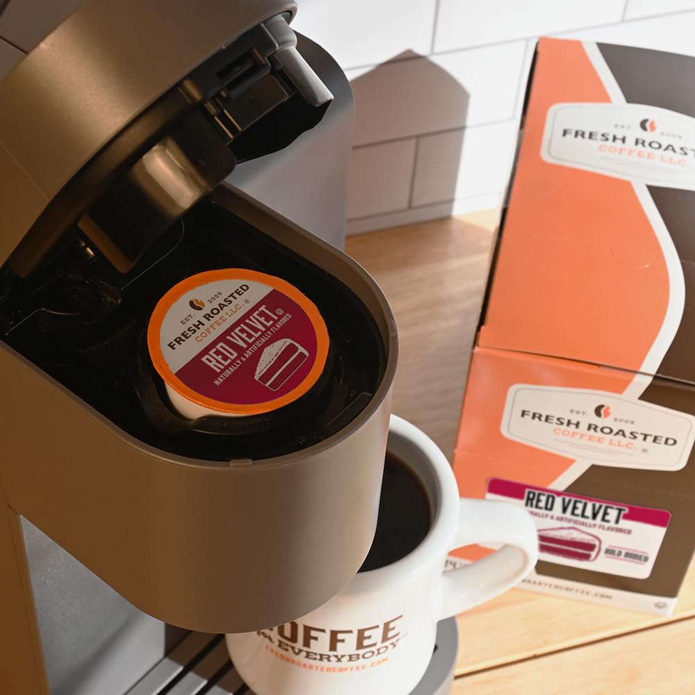 Fresh Roasted Coffee, Red Velvet, Flavored Coffee Pods, K-Cup Compatible, 24 Count