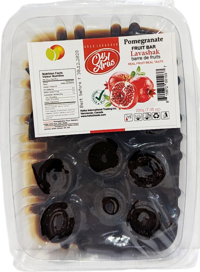 Aras Torshak Pomegranate Lavashak Rolletti - Delicious, Sour Torsh And Mouthwatering Pomegranate Fruit Leathers Pack Of 2 | Lava