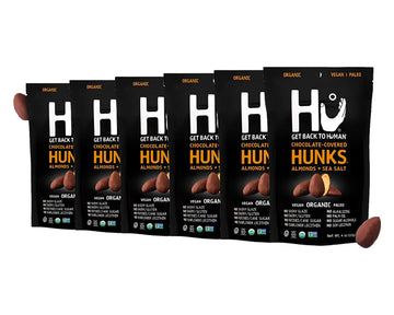 Hu Keto Friendly Vegan Hunks |Chocolate Covered Almonds With Sea Salt | 6 Pack | Non-Gmo, Gluten Free, Paleo, Organic Dark Choco