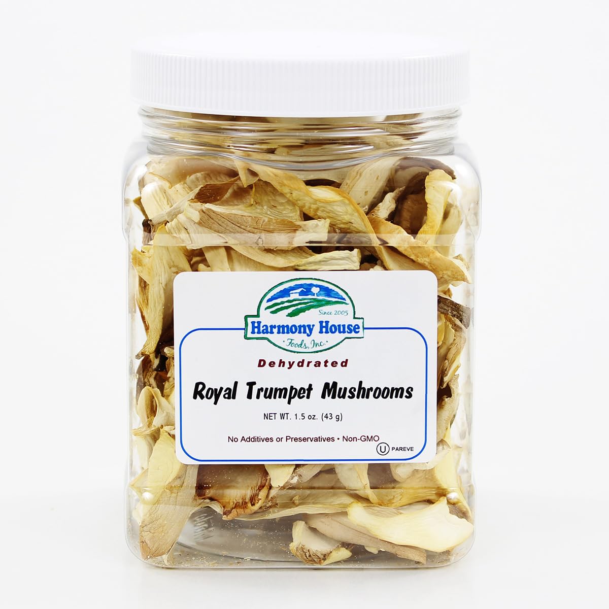 Harmony House Dried Royal Trumpet Mushrooms, 1.5 oz Quart Size Jar