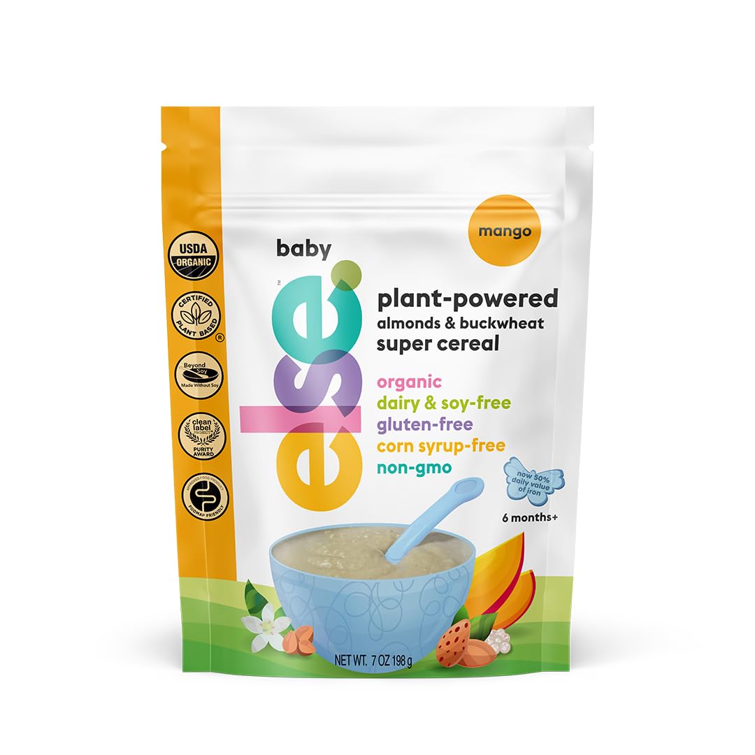 Else Nutrition Super Cereal For Babies 6 Mo+, Baby Cereal With Real Whole Plants, Nutritionally Balanced Meal, With Gluten Free Carbs And Plant Protein (Mango, 1 Pack)