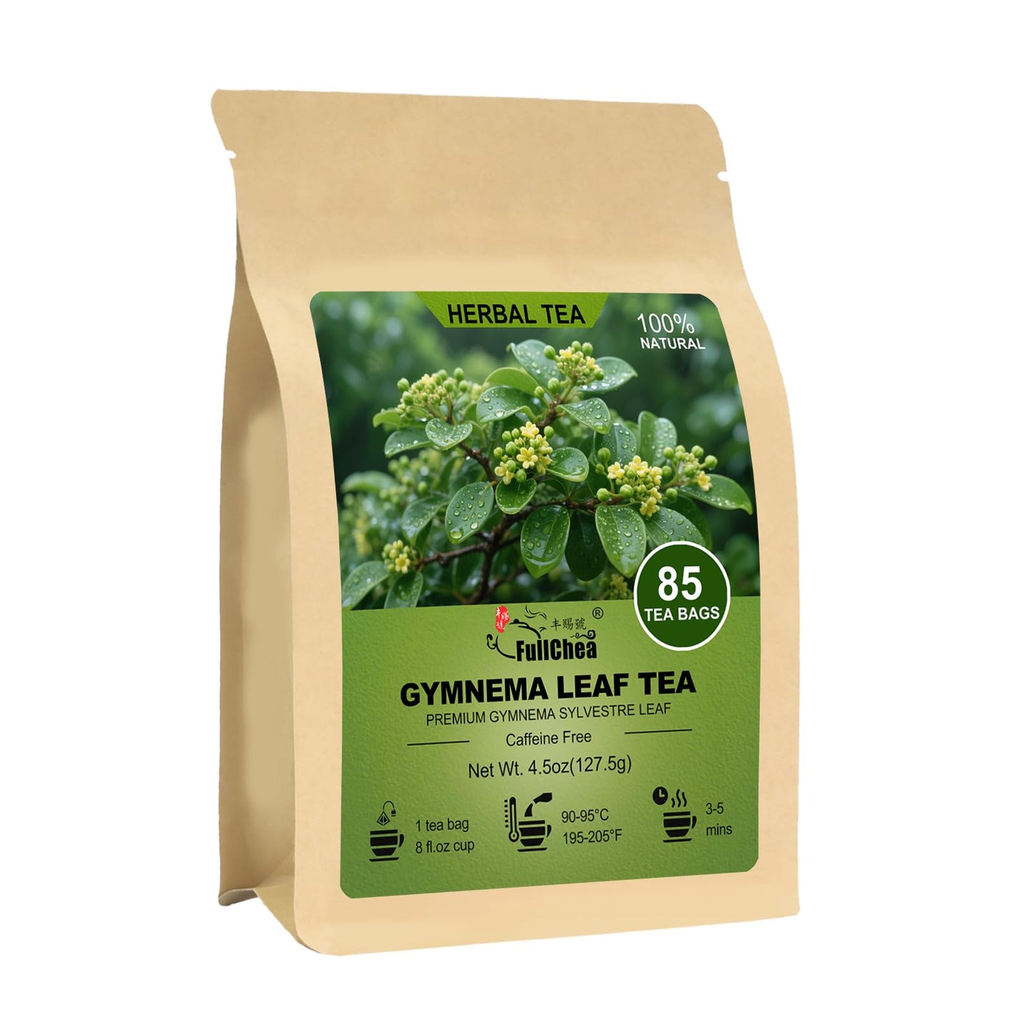 Fullchea - Gymnema Leaf Tea  85 Teabags  Top-Grade Gymnema Tea- Non-Gmo - Energy Blend-Free - Antioxidant-Rich & Supports Digestion