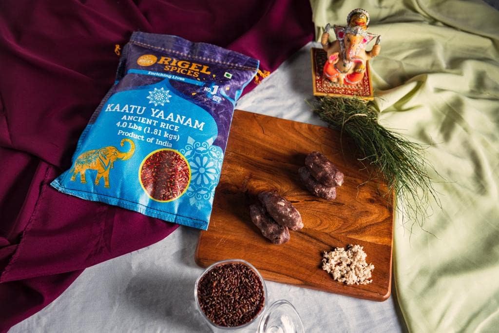 Rigel Spices Forest Elephant Red Rice, 4 Lb, 12+ Months Aged, Gluten Free, Ancient Kaatu Yaanam Rice, 22.61 x 6.
