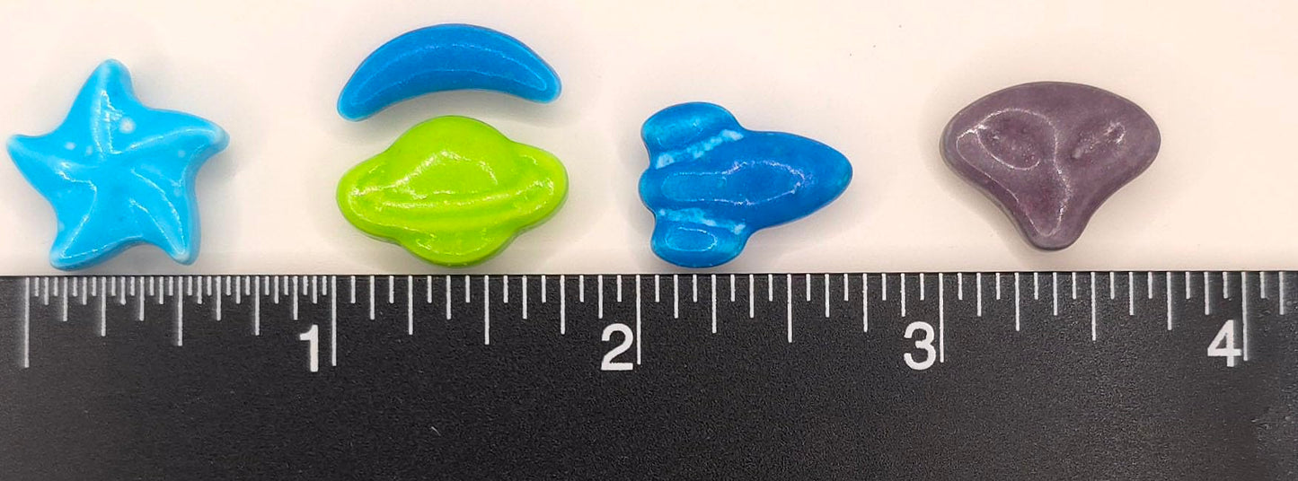 Ncs Outer Space Blue, Purple, White, And Lime Green Space Ship, Alien, Planet, Moon And Star Edible Candy Sprinkles, 8 Ounces -