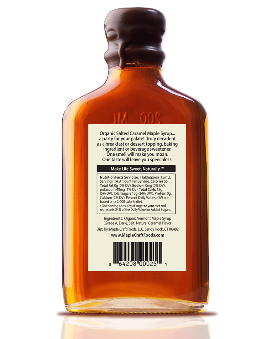 Salted Caramel Maple Craft Syrup | Delicious All Natural Topping, Sweetener & Ingredient | Enjoyed By All Ages | Great Gift Item