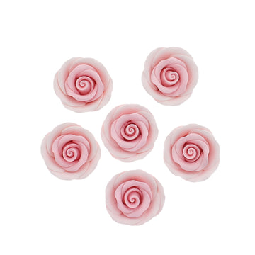 Global Sugar Art Premium Edible Roses, Pink, Unwired, Medium 1.5 Inches, 12 Count By Chef Alan Tetreault