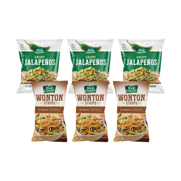 Fresh Gourmet Crispy & Crunchy Snack and Salad Topper Variety Pack - Includes Lightly Salted Crispy Jalapeos and Garlic Ginger W