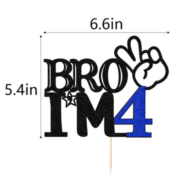 Bro I'M 4 Cake Topper- 4Th Birthday Cake Picks, Officially Teenager Cake Topper, Boy 4Th Birthday Cake Decorations - 4 Years Old