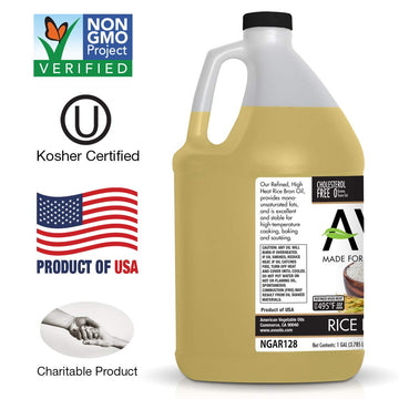 Avo Non Gmo 100% Rice Bran Oil, 1 Gallon, No Preservatives Added