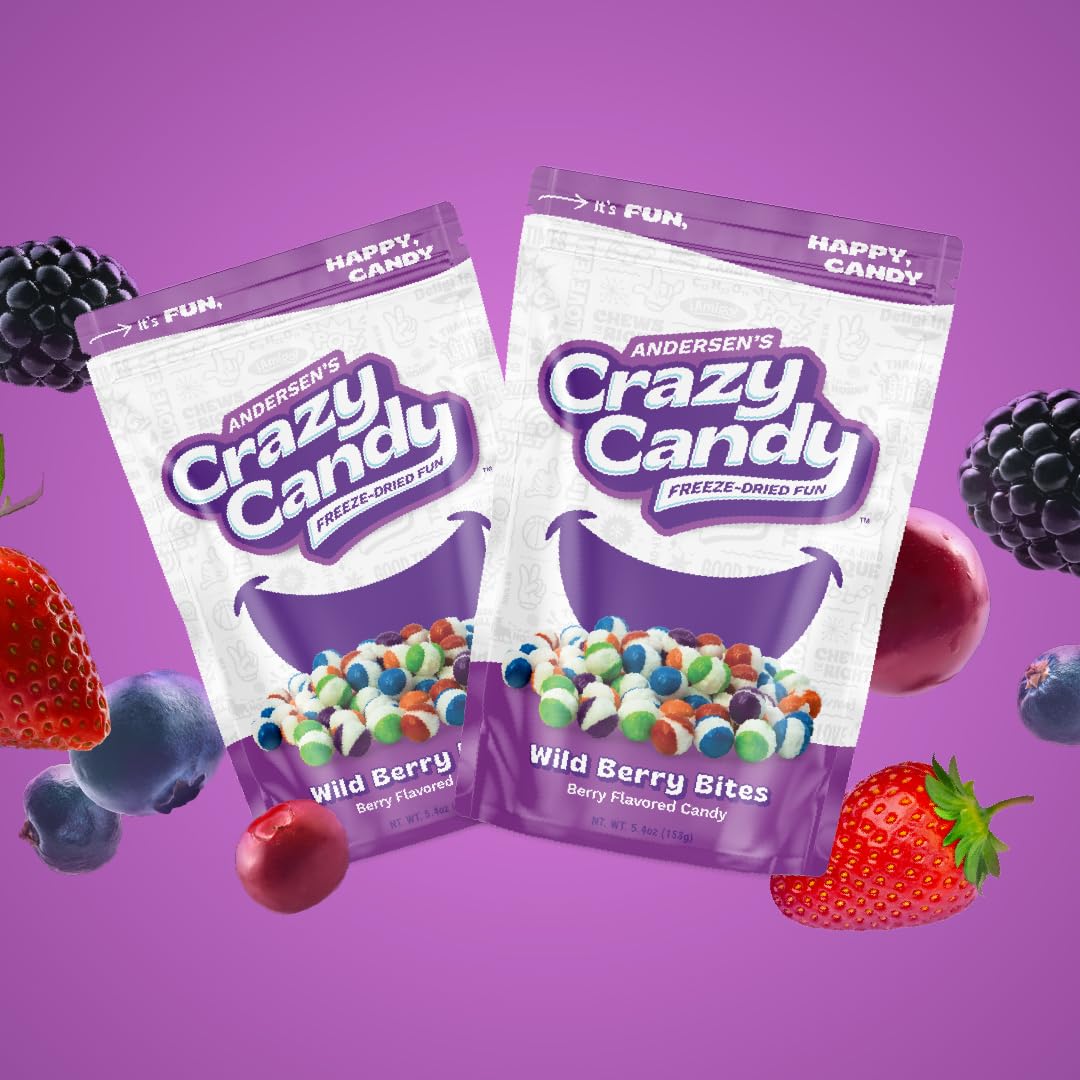 ANDERSENS Crazy Candy Freeze Dried Wild Berry Bites - Fruity Flavor, Crunchy Texture, 12.9 x 4.9 x 21.3 cm