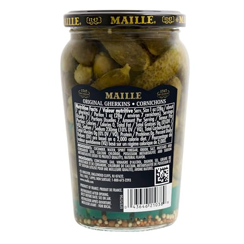 Maille Pickles Cornichons Original The perfect cornichon for garnishing a gourmet sandwich or snacking Product of France 13.5 oz