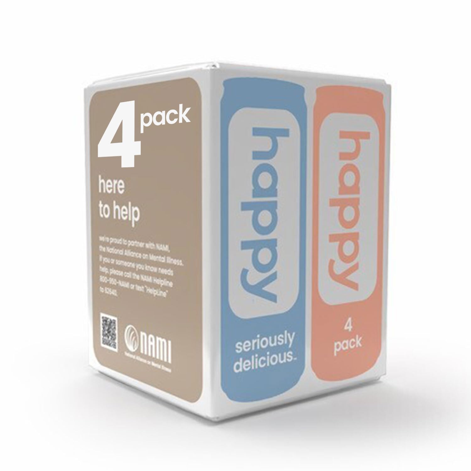happy coffee cold brew, 11 oz. cans, 4 count, notes of chocolate & genius, 100% arabica beans, no artificial flavors or sweetene
