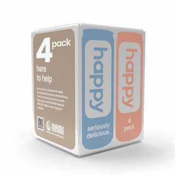 happy coffee cold brew, 11 oz. cans, 4 count, notes of chocolate & genius, 100% arabica beans, no artificial flavors or sweetene