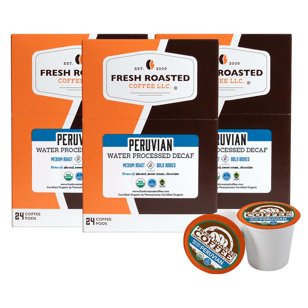 Fresh Roasted Coffee Organic Decaf K-Cup Compatible 72 Pods Fair Trade